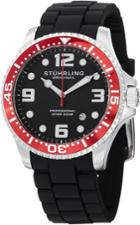Stuhrling Original Stainless Steel Case On Black High Grade Silicone Rubber Interchangeable Strap Watch