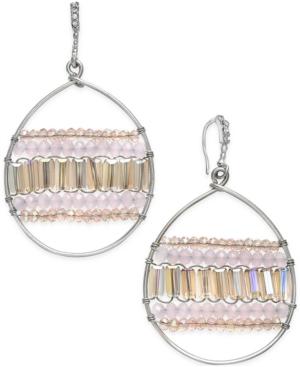 C.a.k.e. By Ali Khan Silver-tone Beaded Drop Oval Earrings