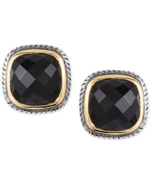 Eclipse By Effy Onyx (7 X 7mm) Stud Earrings In Sterling Silver & 18k Gold