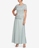 Alex Evenings Glitter Lace & Solid A-line Gown