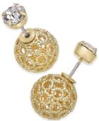 Inc International Concepts Filigree Spheres And Crystal Stud Reversible Earrings, Only At Macy's