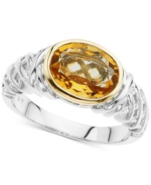 Citrine Statement Ring (2-1/3 Ct. T.w.) In Sterling Silver And 14k Gold