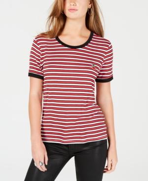 Rebellious One Juniors' Cherry Striped Ringer T-shirt