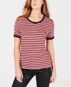 Rebellious One Juniors' Cherry Striped Ringer T-shirt