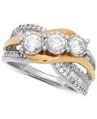 Diamond Two-tone Overlap Ring (1-1/2 Ct. T.w.) In 14k Gold & White Gold
