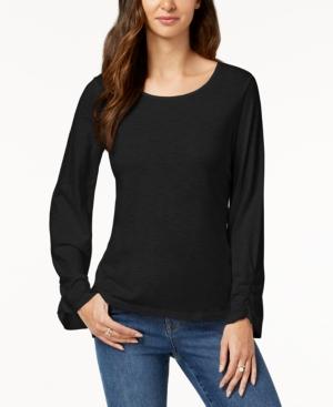 Style & Co Ruched-sleeve Top, Created For Macy's