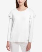 Calvin Klein Ruffle-trimmed Long-sleeved Top