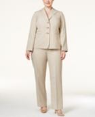 Le Suit Plus Size Three-button Glazed Melange Pantsuit