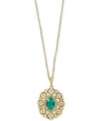 Effy Final Call Emerald (3/4 Ct. T.w.) And Diamond (1/6 Ct. T.w.) Pendant Necklace In 14k Gold