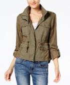 American Rag Juniors' Mixed-media Military Parka, Created For Macy's