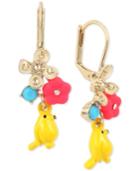Betsey Johnson Gold-tone Flower & Bird Drop Earrings