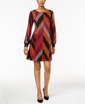 Msk Metallic-knit Shift Dress