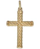 Esquire Men's Jewelry Patterned Cross Pendant In 10k Gold, Created For Macy's