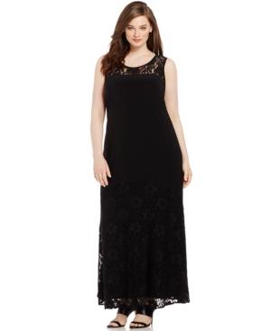 Msk Plus Size Illusion-lace Maxi Dress