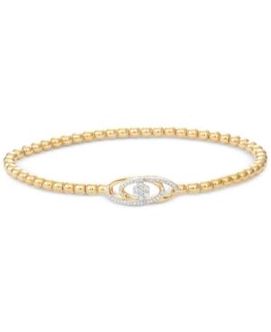 Wrapped Diamond Cluster Stretch Bead Bracelet (1/6 Ct. T.w.) In 14k Gold Over Sterling Silver, Created For Macy's