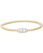 Wrapped Diamond Cluster Stretch Bead Bracelet (1/6 Ct. T.w.) In 14k Gold Over Sterling Silver, Created For Macy's