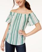 7 Sisters Juniors' Striped Off-the-shoulder Top