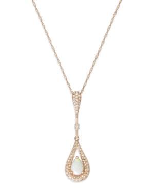Opal (1/3 Ct. T.w.) And Diamond (1/3 Ct. T.w.) Teardrop Pendant Necklace In 14k Rose Gold