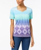 Alfred Dunner All Aflutter Embellished Printed T-shirt