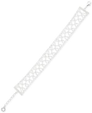 Anne Klein Silver-tone Crochet Ball Chain Flex Bracelet