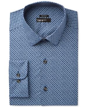 Bar Iii Men's Slim-fit Stretch Navy Diamond Flower Print Dress Shirt, Only At Macy's