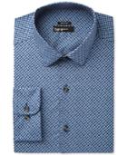 Bar Iii Men's Slim-fit Stretch Navy Diamond Flower Print Dress Shirt, Only At Macy's