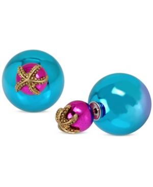 Betsey Johnson Gold-tone Multicolor Starfish Front And Back Earrings