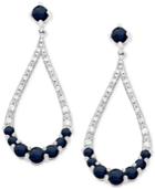 Sapphire (1-1/5 Ct. Tw.) And Diamond (1/10 Ct. Tw.) Crescent Drop Earrings In 14k White Gold