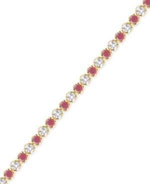 Ruby (3-1/6 Ct. T.w.) And White Topaz (2-1/5 Ct. T.w.) Bracelet In 18k Gold Over Sterling Silver