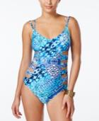 Kenneth Cole Reaction Hit The Surf Tribal-print Cutout Swimsuit Women's Swimsuit
