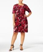 Connected Plus Size Floral-print Faux-wrap Sheath Dress