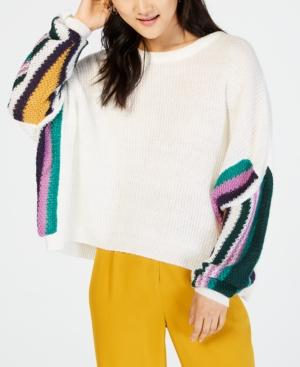 Ultra Flirt By Ikeddi Juniors' Striped Dolman-sleeve Sweater