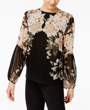 Calvin Klein Bishop-sleeve Illusion Blouse