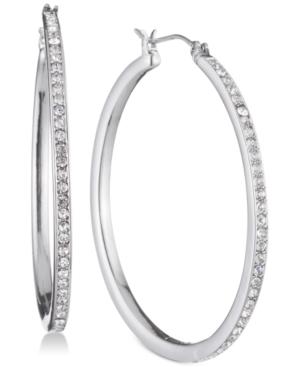 Dkny Gold-tone Pave Skinny Hoop Earrings, Created For Macy's