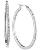 Dkny Gold-tone Pave Skinny Hoop Earrings, Created For Macy's