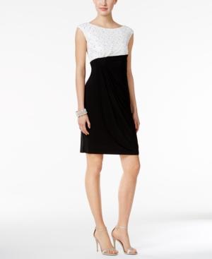 Connected Sequined Lace Faux-wrap Dress