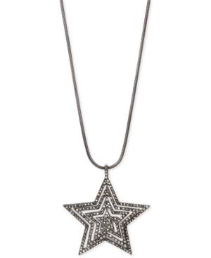 Inc International Concepts Hematite-tone Concentric Pave Star Pendant Necklace, Only At Macy's