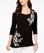 Jm Collection Cold-shoulder Applique Tunic, Created For Macy's