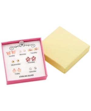 Children's Crystal 7-day Earring Set In 18k Gold Over Sterling Silver