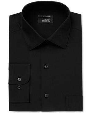 Alfani Black Men's Classic/regular Fit Performance Black Dress Shirt, Only At Macy's