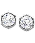 Swarovski Earrings, Rhodium-plated Crystal Round Stud Earrings