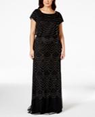 Adrianna Papell Plus Size Cap-sleeve Beaded Sequin Gown