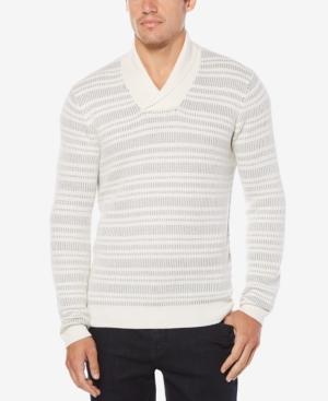 Perry Ellis Men's Marled Shawl Striped Sweater
