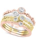 Effy 5 Pc. Set Diamond Tricolor Stacking Rings (5/8 Ct. T.w.) In 14k Gold, White Gold & Rose Gold