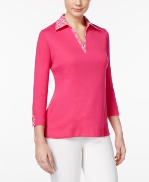 Karen Scott Contrast-trim Top, Only At Macy's