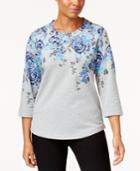 Karen Scott Printed 3/4-sleeve Top, Created For Macy's