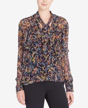 Catherine Malandrino Tress Silk Tie-neck Top