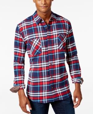 Weatherproof Vintage Men's Contrast Cuff Plaid Flannel Shirt