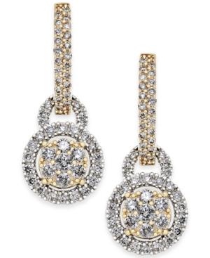 Diamond Two-tone Drop Earrings (1 Ct. T.w.) In 14k Gold And White Gold