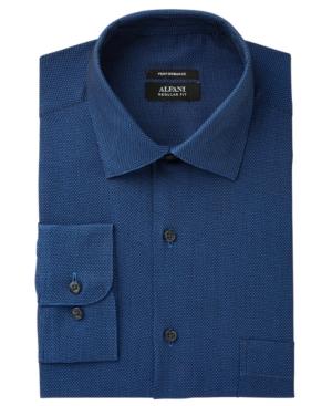 Alfani Men's Classic/regular Fit Performance Stretch Easy-care Honeycomb Texture Dress Shirt, Created For Macy's